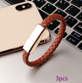 New Bracelet Charger USB Charging Cable Data Charging Cord For IPhone14 13 Max USB C Cable For Phone Micro Cable (Option: Brown 3pcs-Android interface-20cm)