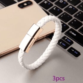 New Bracelet Charger USB Charging Cable Data Charging Cord For IPhone14 13 Max USB C Cable For Phone Micro Cable (Option: White 3pcs-Apple interface-22.5cm)