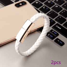 New Bracelet Charger USB Charging Cable Data Charging Cord For IPhone14 13 Max USB C Cable For Phone Micro Cable (Option: White 2pcs-TYPEC interface-22.5cm)