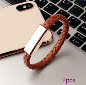 New Bracelet Charger USB Charging Cable Data Charging Cord For IPhone14 13 Max USB C Cable For Phone Micro Cable (Option: Brown 2pcs-Android interface-20cm)