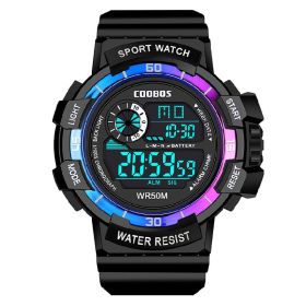 Cool Luminous Men Sport Watch High-end Silicone Strap Military Wrist Watch Led Calendar Waterproof Digital Watch reloj de hombre (Color: 0990 blue)