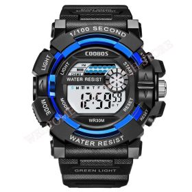 Cool Luminous Men Sport Watch High-end Silicone Strap Military Wrist Watch Led Calendar Waterproof Digital Watch reloj de hombre (Color: blue--1006)