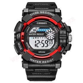 Cool Luminous Men Sport Watch High-end Silicone Strap Military Wrist Watch Led Calendar Waterproof Digital Watch reloj de hombre (Color: red--1006)