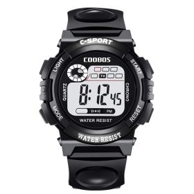 Cool Luminous Men Sport Watch High-end Silicone Strap Military Wrist Watch Led Calendar Waterproof Digital Watch reloj de hombre (Color: 0118 black large)