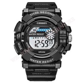 Cool Luminous Men Sport Watch High-end Silicone Strap Military Wrist Watch Led Calendar Waterproof Digital Watch reloj de hombre (Color: black--1006)