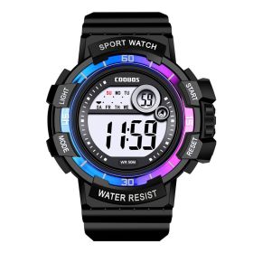 Cool Luminous Men Sport Watch High-end Silicone Strap Military Wrist Watch Led Calendar Waterproof Digital Watch reloj de hombre (Color: 0939 blue)