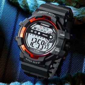Cool Luminous Men Sport Watch High-end Silicone Strap Military Wrist Watch Led Calendar Waterproof Digital Watch reloj de hombre (Color: 808 red)