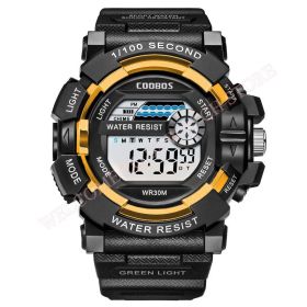 Cool Luminous Men Sport Watch High-end Silicone Strap Military Wrist Watch Led Calendar Waterproof Digital Watch reloj de hombre (Color: gold--1006)