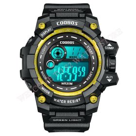 Cool Luminous Men Sport Watch High-end Silicone Strap Military Wrist Watch Led Calendar Waterproof Digital Watch reloj de hombre (Color: gold--1003)