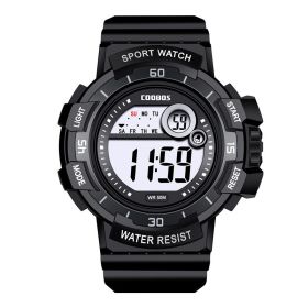 Cool Luminous Men Sport Watch High-end Silicone Strap Military Wrist Watch Led Calendar Waterproof Digital Watch reloj de hombre (Color: 0939 black)