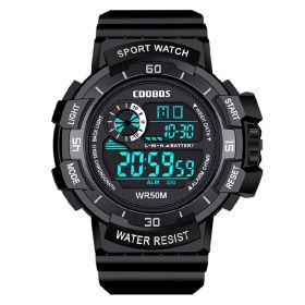 Cool Luminous Men Sport Watch High-end Silicone Strap Military Wrist Watch Led Calendar Waterproof Digital Watch reloj de hombre (Color: 0990 black)