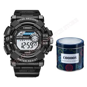 Cool Luminous Men Sport Watch High-end Silicone Strap Military Wrist Watch Led Calendar Waterproof Digital Watch reloj de hombre (Color: 1006 black and box)