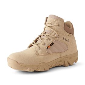 New Fashion Outdoor Hiking Shoes Non-slip Wear-resistant Breathable Shock Absorption Outdoor High-quality Lightweight Sneakers (Color: sand color)