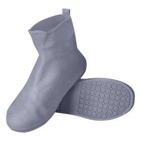 Waterproof Shoe Covers Reusable Not-Slip Rain Shoe Covers Protectors Foldable TPE Rubber Shoe Protectors For Men Women Kids (Color: Grey)